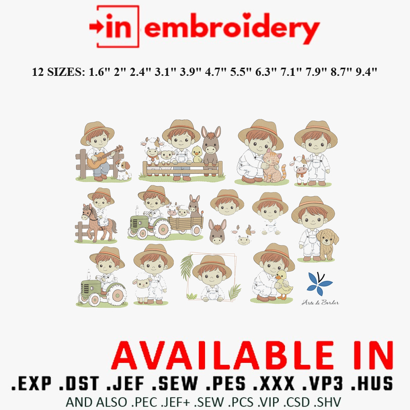 Little Farm Embroidery Designs 12 Sizes