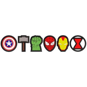 Marvel Superheros Logo Embroidery Design 6 Sizes