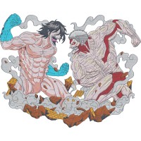 Colosal Titan vs Luchadores Attack On Titan Embroidery Design 2 Sizes