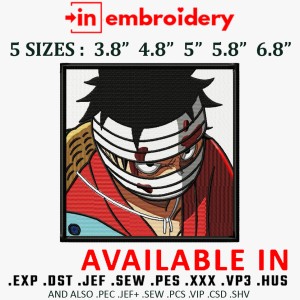 Luffy Povyazka Sick Head Embroidery Design 4 Sizes