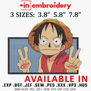 Luffy Funny Embroidery Design 3 Sizes