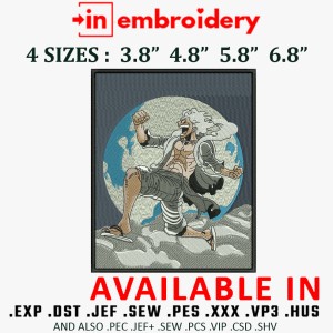 Luffy Moon Recatngle Embroidery Design 4 Sizes