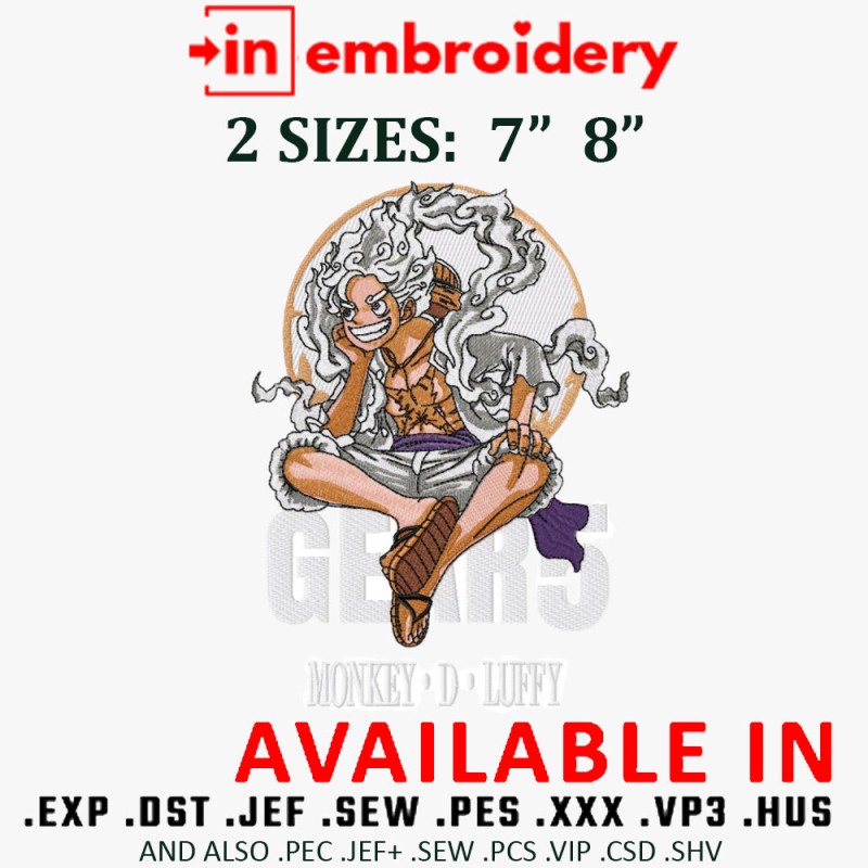 Luffy Sitting Embroidery Design 2 Sizes