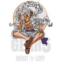 Luffy Sitting Embroidery Design 2 Sizes