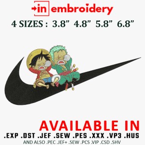 Swoosh x Luffy and Zoro Embroidery Design 4 Sizes