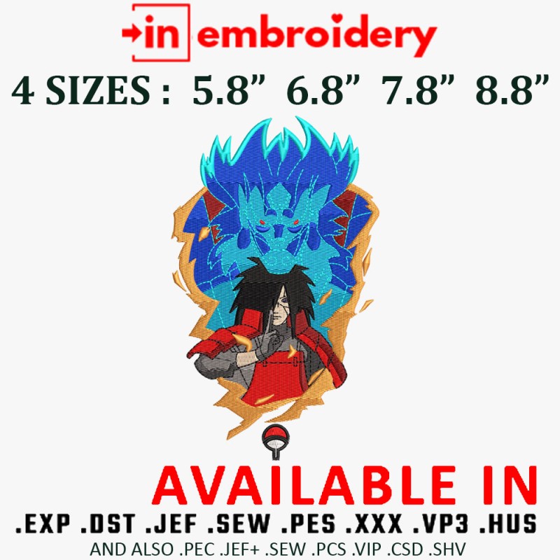Madara Uchiwa Embroidery Design 4 Sizes