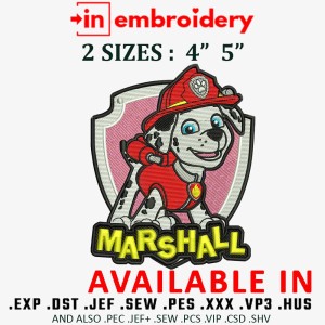 Marshall from Paw Patrol Embroidery Designs 2 Sizes