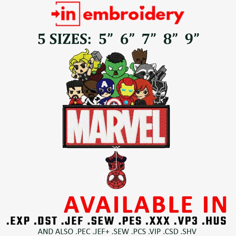 Marvel Superheros Mini Logo Embroidery Design 5 Sizes