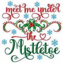 Meet Me Under the Mistletoe Christmas machine Embroidery Design 4 Sizes