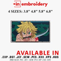 Meliodas Seven Deadly Sins Anime Embroidery Design 4 Sizes