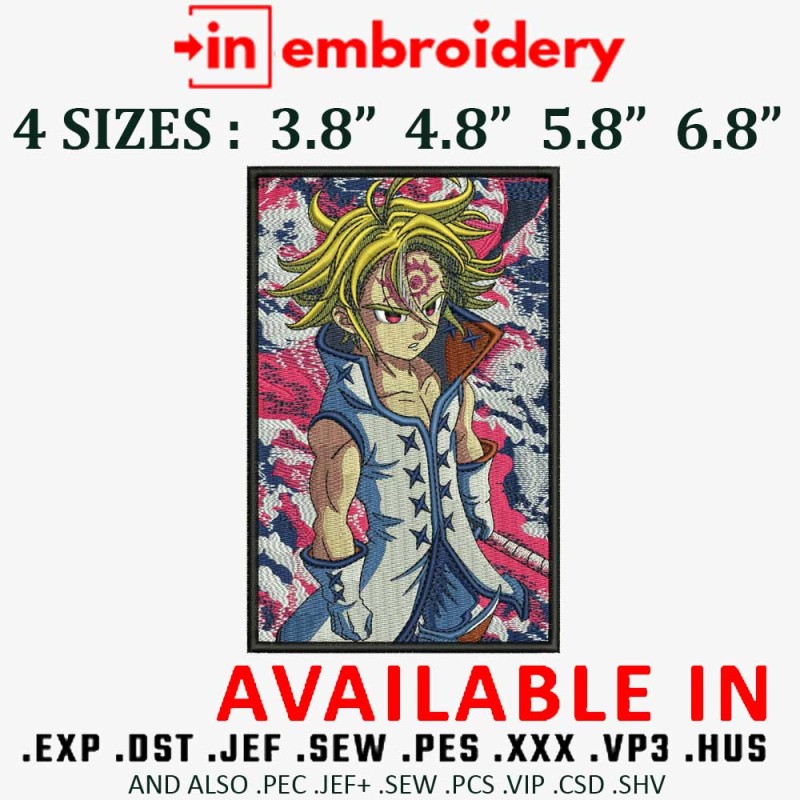 Meliodas Boxed Embroidery Design 4 Sizes