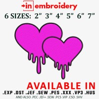 MELTING HEARTS Embroidery Design 6 Sizes