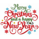 Merry Christmas and a Happy machine Embroidery Design 4 Sizes