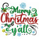 Merry Christmas Yall Machine Embroidery Design 4 Sizes