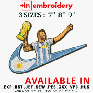 Swoosh x Messi Embroidery Design 3 Sizes