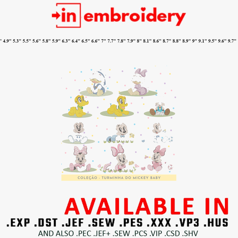 Mickey Mouse Baby Embroidery Designs 36 Sizes