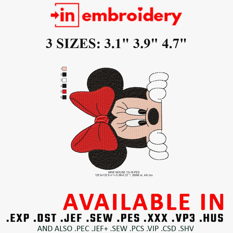 Mickey Mouse Embroidery Design 3 Sizes