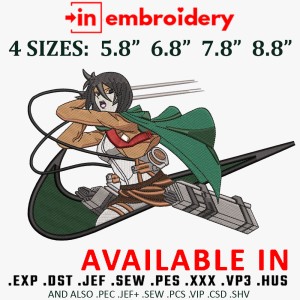 Swoosh x Mikasa Ackerman Embroidery Design 4 Sizes