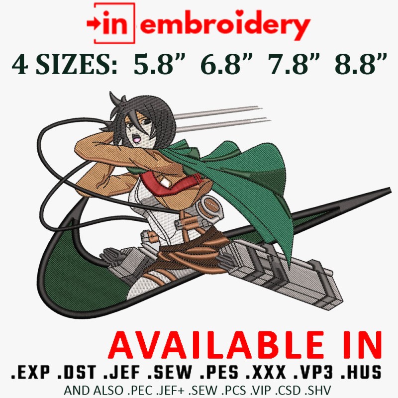 Swoosh x Mikasa Ackerman Embroidery Design 4 Sizes