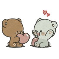 Milk Mocca Bear Couple Embroidery Design 4 Sizes
