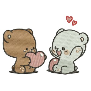 Milk Mocca Bear Couple Embroidery Design 4 Sizes