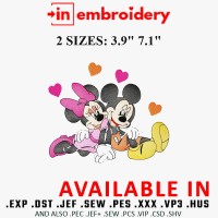Minnie and Mickey Mouse Embroidery Design 2 Sizes
