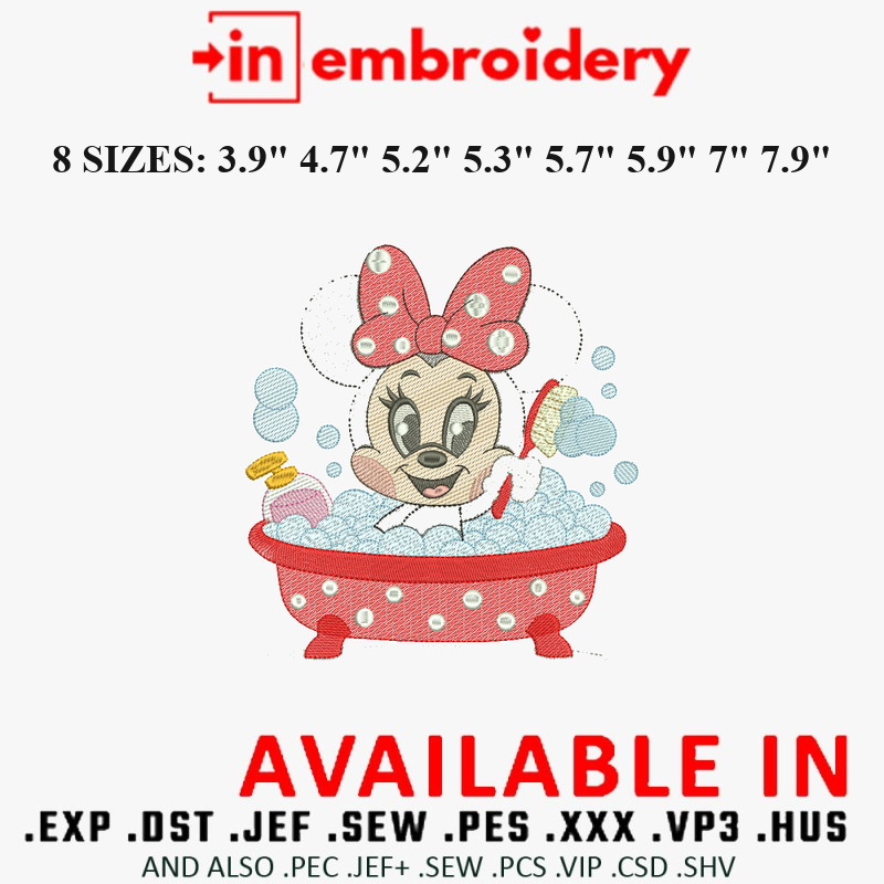Minnie Mouse Baby Embroidery Designs 8 Sizes