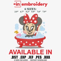 Minnie Mouse Bubble Bath Embroidery Design 6 Sizes