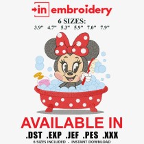 Minnie Mouse Bubble Bath Embroidery Design 6 Sizes