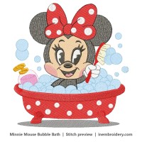 Minnie Mouse Bubble Bath Embroidery Design 6 Sizes