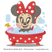 Minnie Mouse Bubble Bath Embroidery Design 6 Sizes