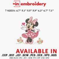 Minnie Mouse Garden Embroidery Designs 7 Sizes