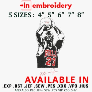 Jordan Basketball Player Embroidery Design 5 Sizes