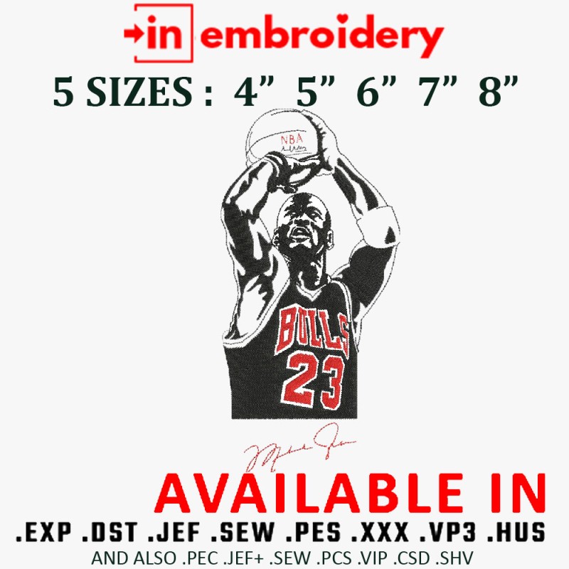 Jordan Basketball Player Embroidery Design 5 Sizes