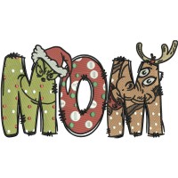 MOM Christmas Embroidery Design 5 Sizes