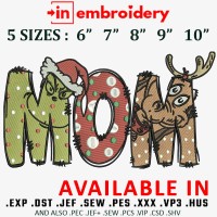MOM Christmas Embroidery Design 5 Sizes