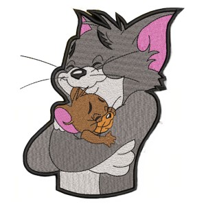 Tom & Jerry hug Embroidery Design 4 Sizes