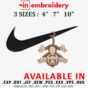 Swoosh x Monkey Embroidery Design 3 Sizes