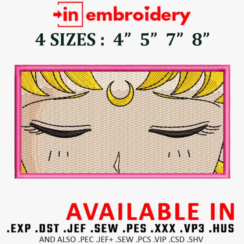 Sailor Moon Sleeping Eyes Embroidery Design 4 Sizes