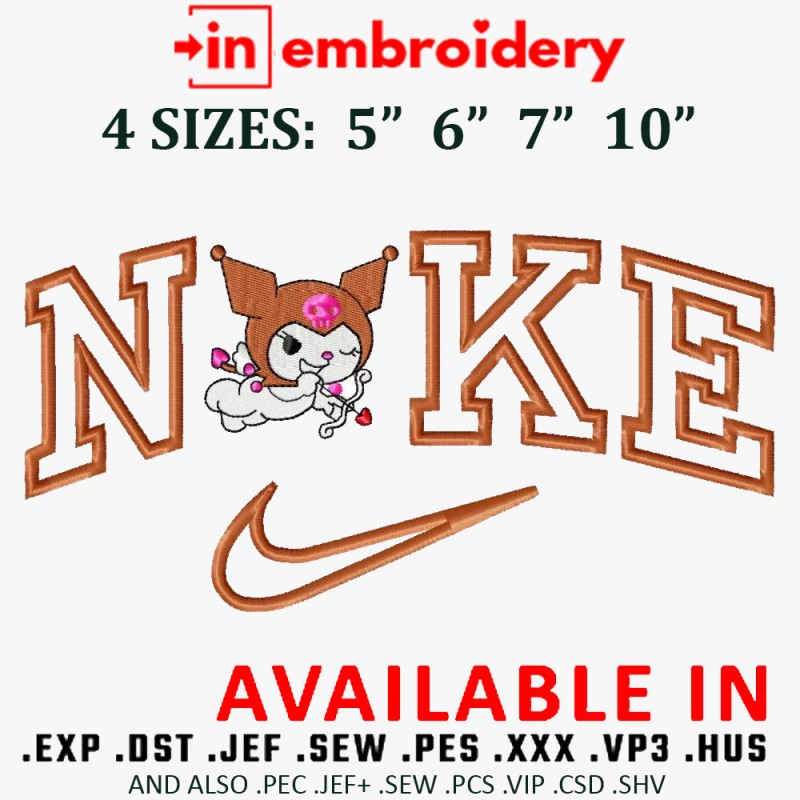 Black Swoosh Cute Embroidery Design 4 Sizes