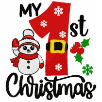 My 1st Christmas Cute Snowman Christmas Machine Embroidery Design 4 Sizes