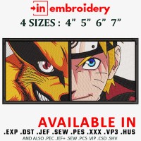Naruto Fox Embroidery Design 4 Sizes