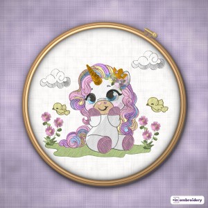 Baby Unicorn & Rainbow Embroidery Designs – 6 Designs
