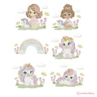 Baby Unicorn & Rainbow Embroidery Designs – 6 Designs