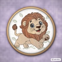 Cute Baby Lion Embroidery Designs – Full Color & Sketch