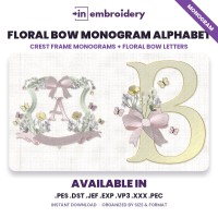 Floral Bow Monogram Alphabet Embroidery Font – Crest Frames