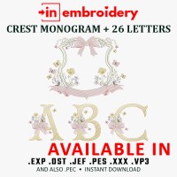 Floral Bow Monogram Alphabet Embroidery Font – Crest Frames