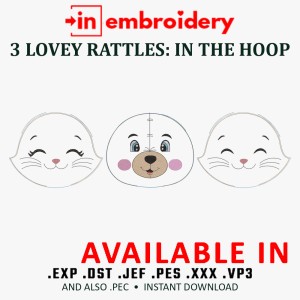 In the Hoop Baby Lovey Rattle Embroidery Patterns – Kitten & Teddy In the Hoop Baby Lovey Rattle Embroidery Patterns – Kitten & Teddy