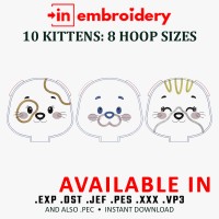 In the Hoop Kitten Plush Toy Embroidery Pattern – 10 Kittens
