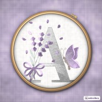 Lavender Butterfly Alphabet Embroidery Font – 4 Sizes